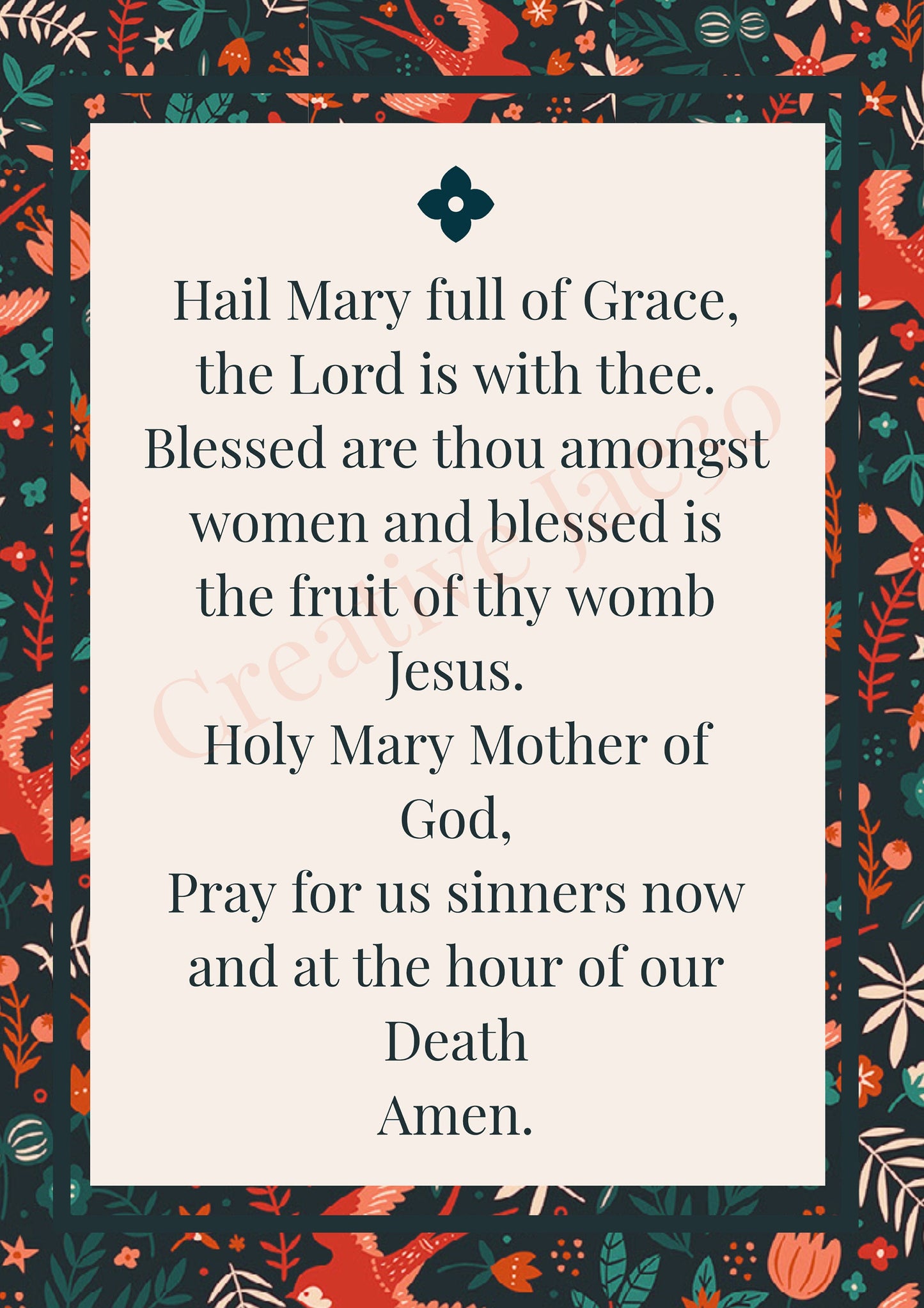 The Hail Mary Prayer Card. A5 with Envelope | Catholic | Christian | Gift | Keepsake | Holy