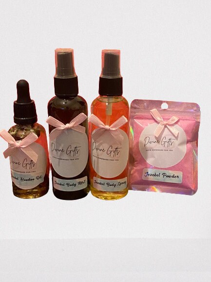 Jezebel Hoodoo Magickal  Body Mist, Body Oil Spray, Jezebel Hoodoo Oil, Jezebel Powder Gift Set.