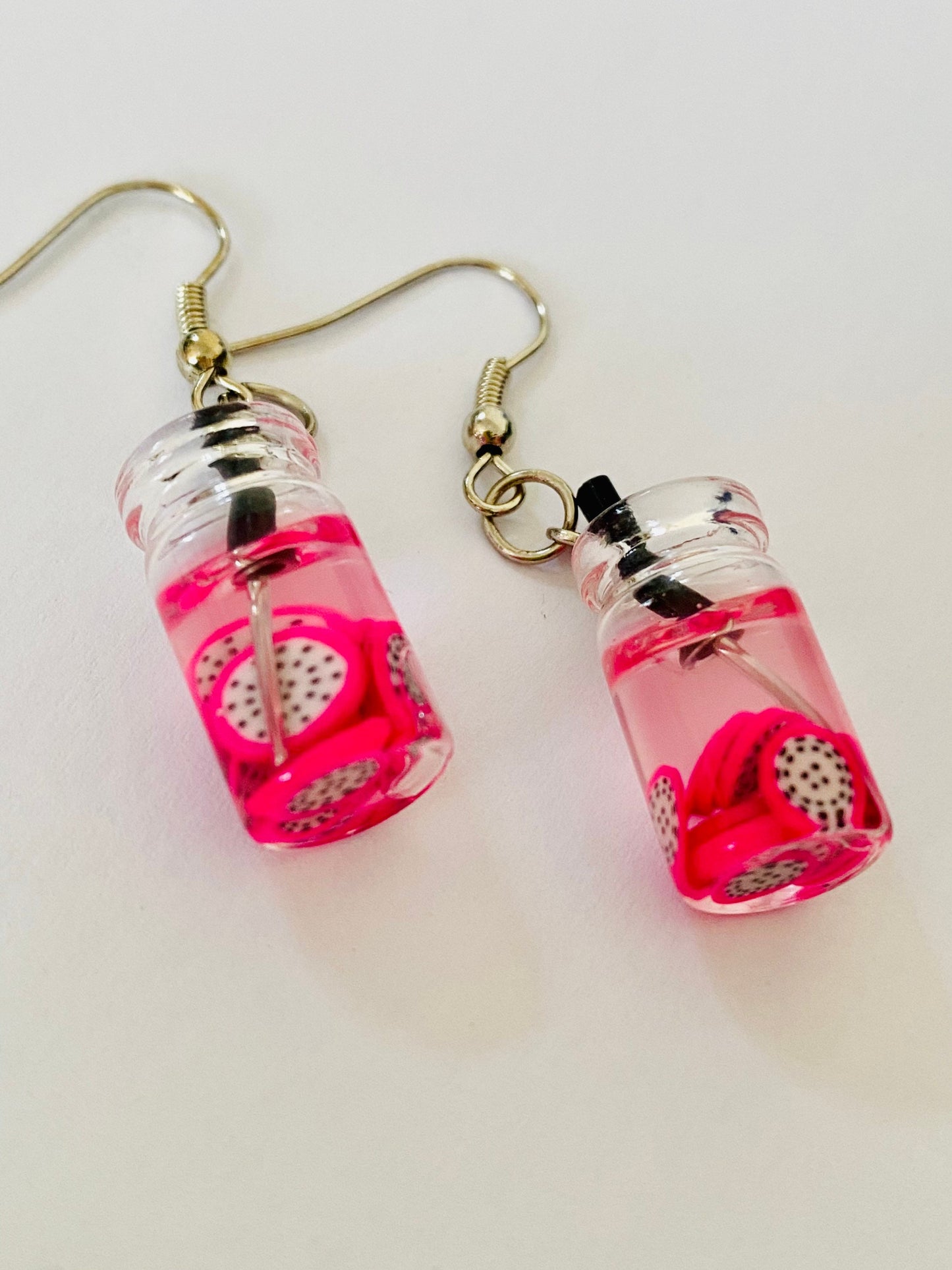 Woman, Girls Pink Colour Mason Glass Charm Beaded Fashion, Boho  Dangle Earrings. Hook Drop, Pierced Ears.