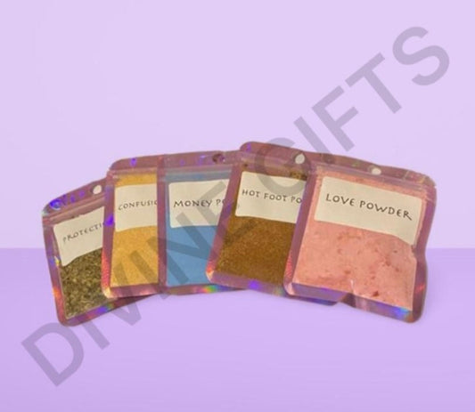 5 x Hoodoo Powders, Love Powders 20g, Love, Money, Protection, Hot Foot, Confusion. Handmade Blend