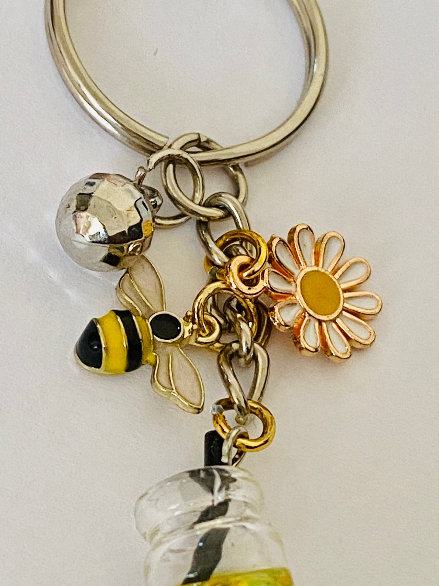 Flowers, Bee, with Cup Multi Charm Keyring, Hand Bag Charm, Gift For her, Birthday, Cute Gift.