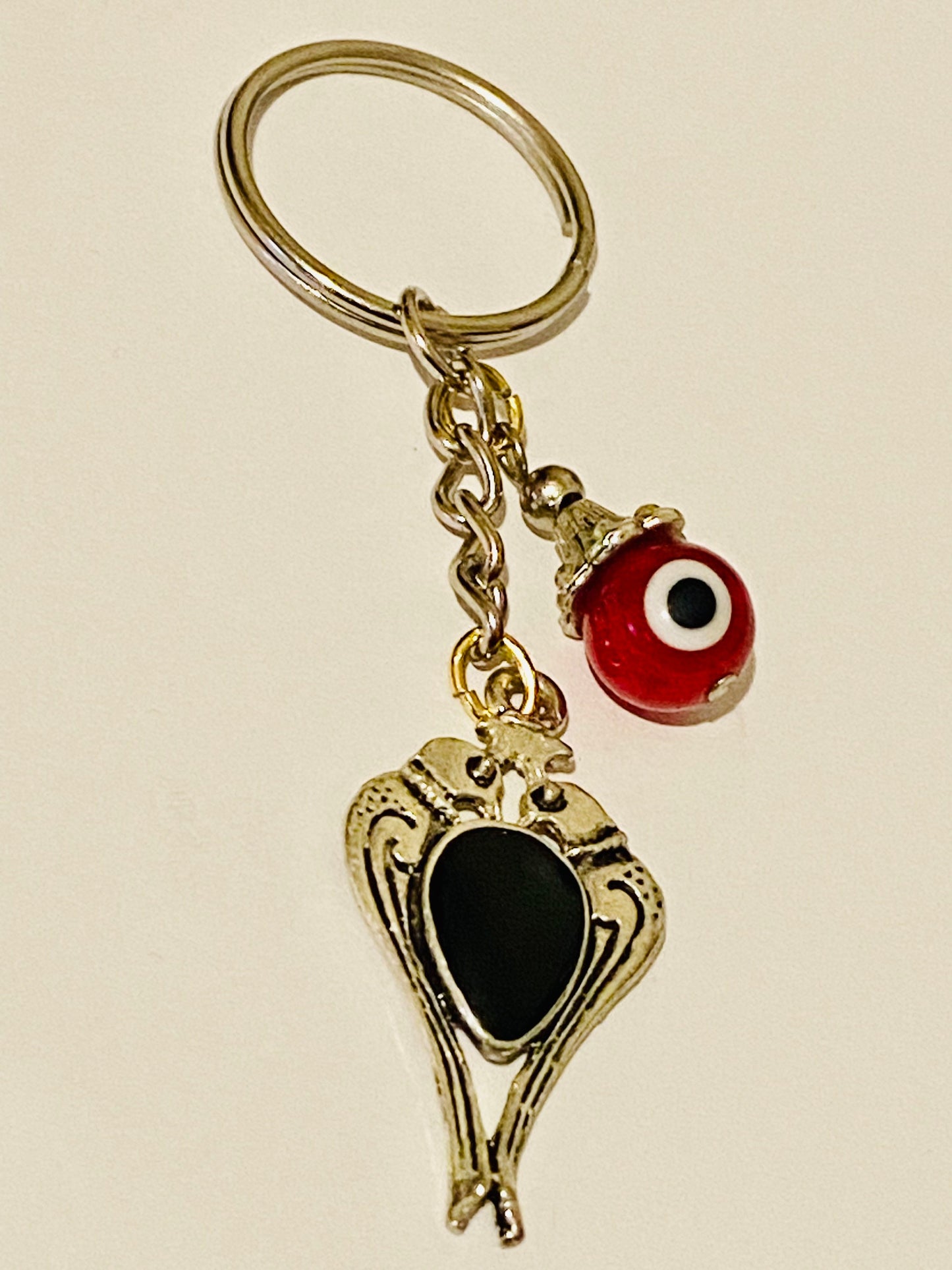 Love Birds with Red Evil Eye Beaded Multi Charm Keyring, Hand Bag Charm, Gift For her, Birthday, Cute Gift.