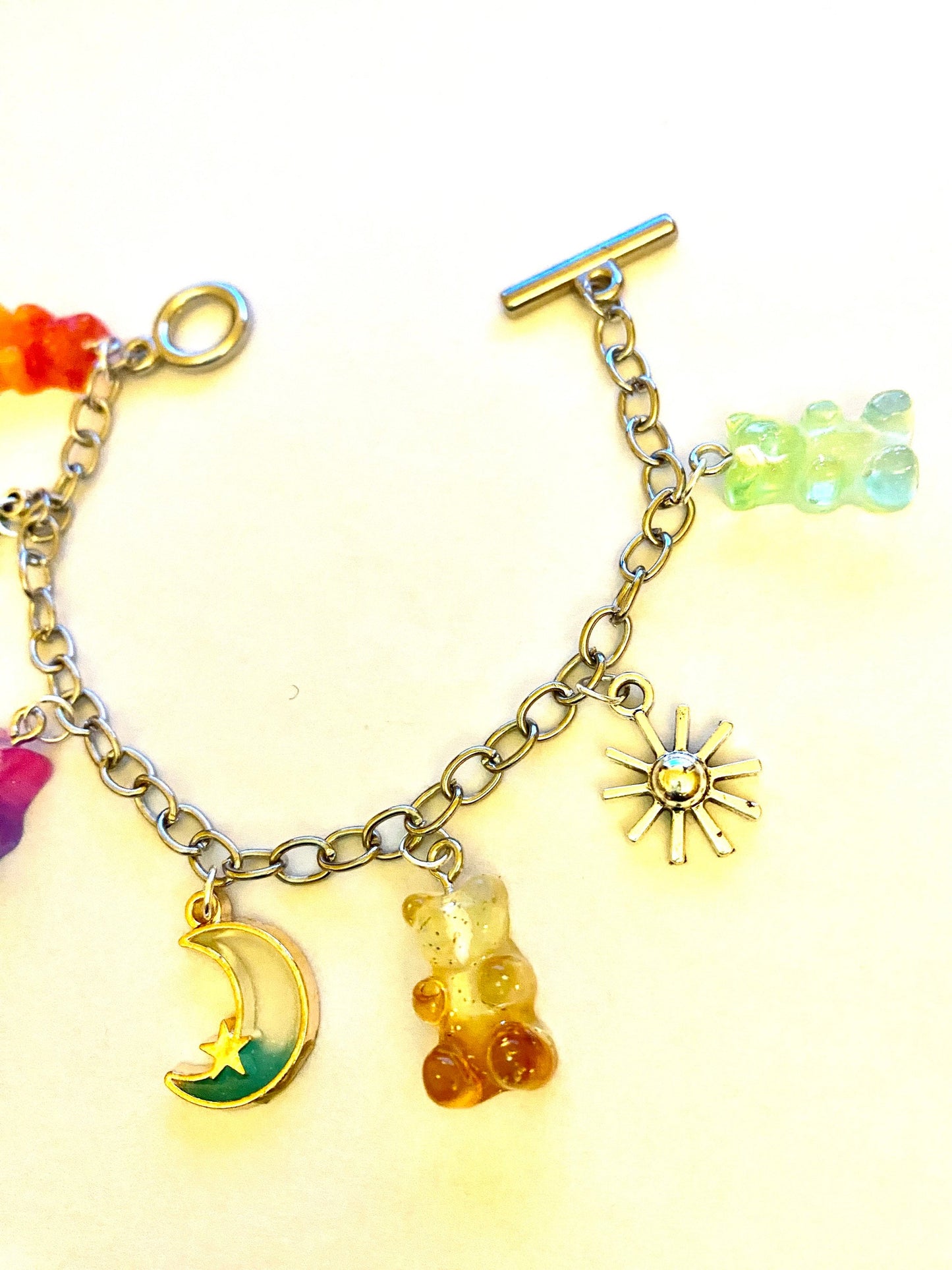 Bears, Moon and Stars Pretty Multi Charm Bracelet.  Ladies, Girls, Gift For her, Birthday, Cute Gift. Style 3