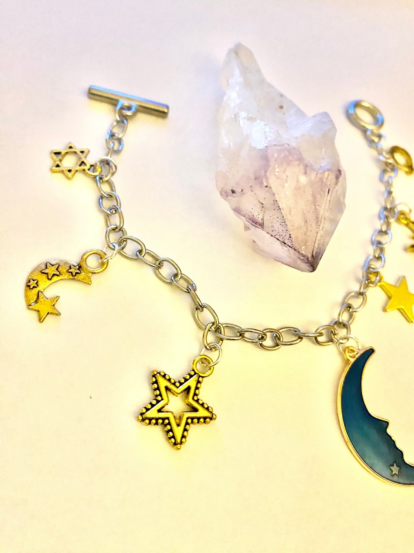 Sun, Moon and Stars Pretty Multi Charm Bracelet.  Ladies, Girls, Gift For her, Birthday, Cute Gift. Style 5