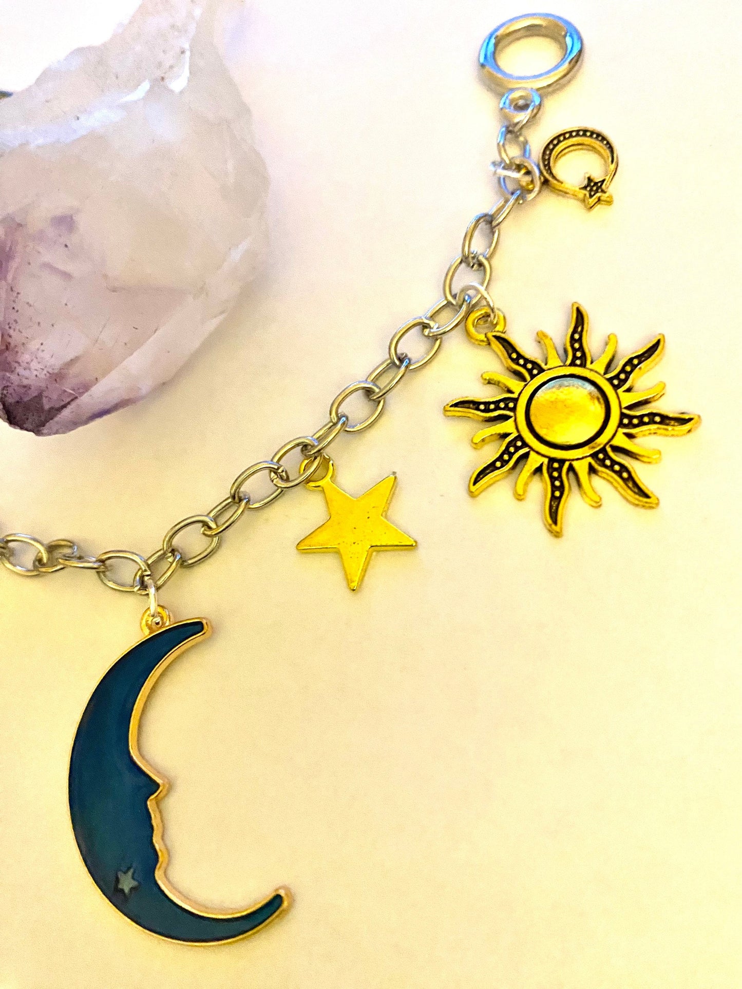 Sun, Moon and Stars Pretty Multi Charm Bracelet.  Ladies, Girls, Gift For her, Birthday, Cute Gift. Style 5