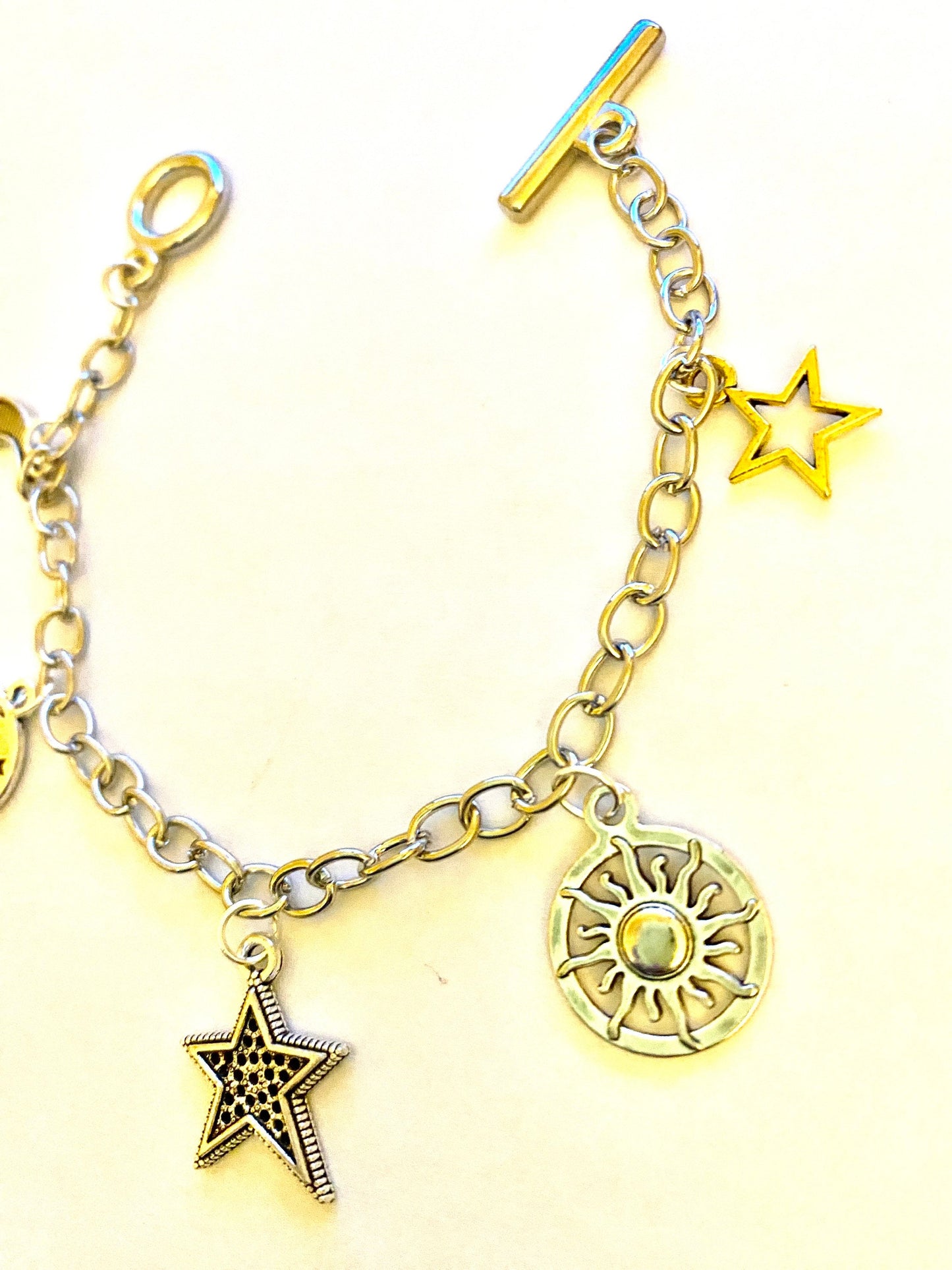 Sun, Moon and Stars Pretty Multi Charm Bracelet.  Ladies, Girls, Gift For her, Birthday, Cute Gift. Style 4