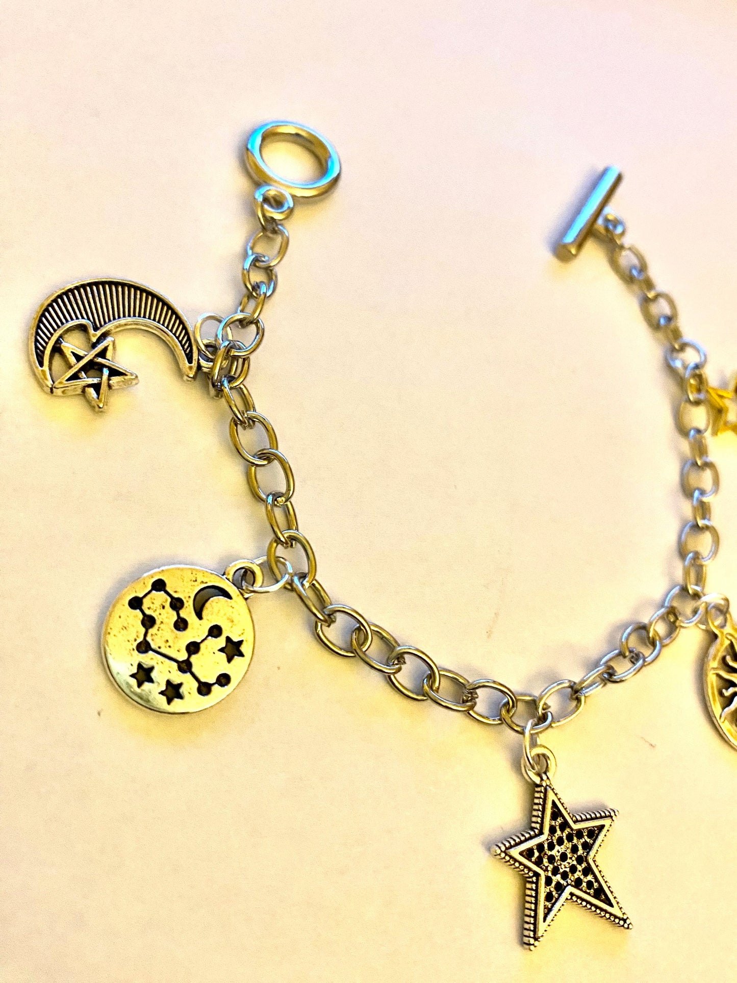 Sun, Moon and Stars Pretty Multi Charm Bracelet.  Ladies, Girls, Gift For her, Birthday, Cute Gift. Style 4