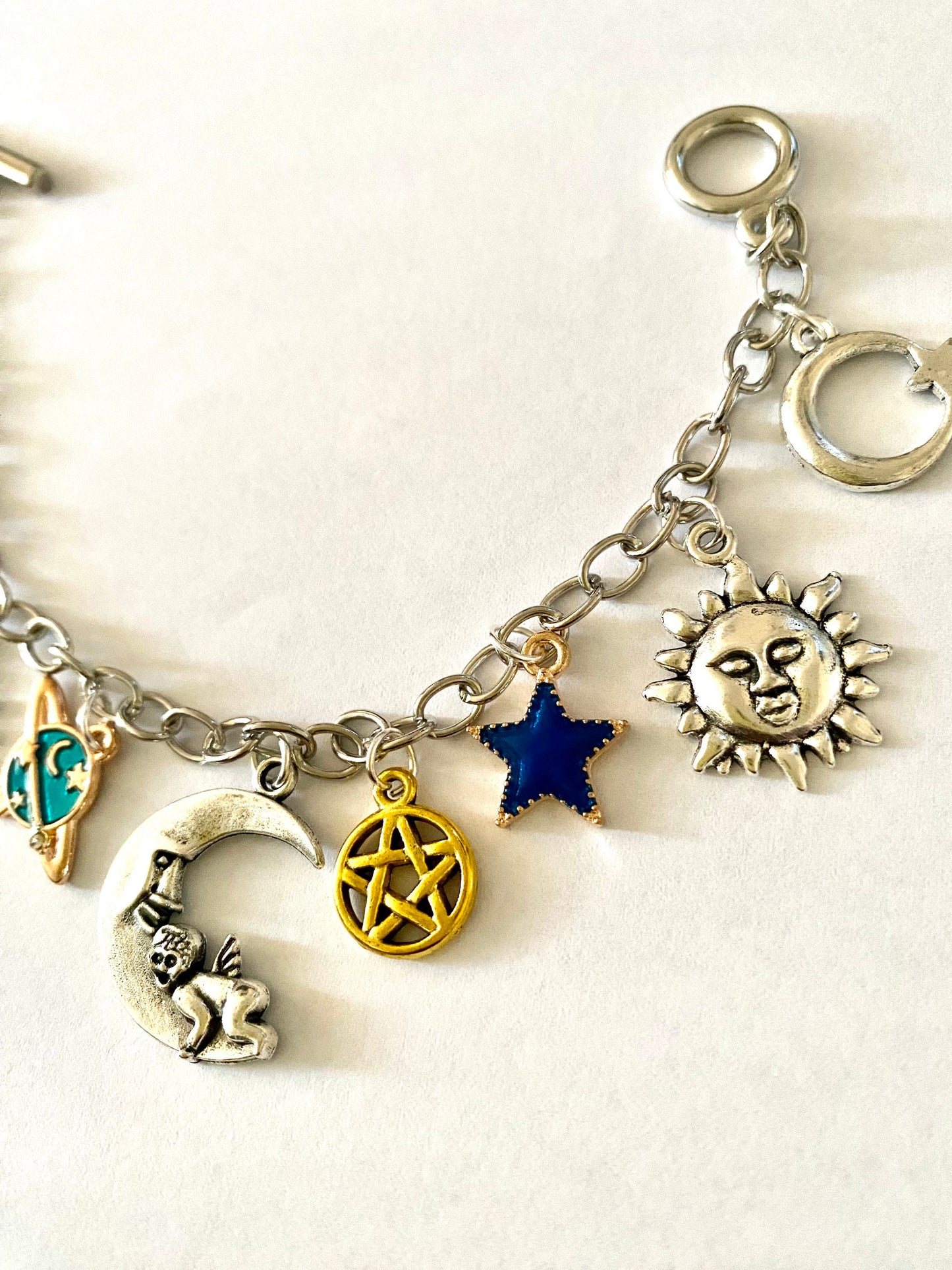 Sun, Moon and Stars Pretty Multi Charm Bracelet.  Ladies, Girls, Gift For her, Birthday, Cute Gift. Style 8