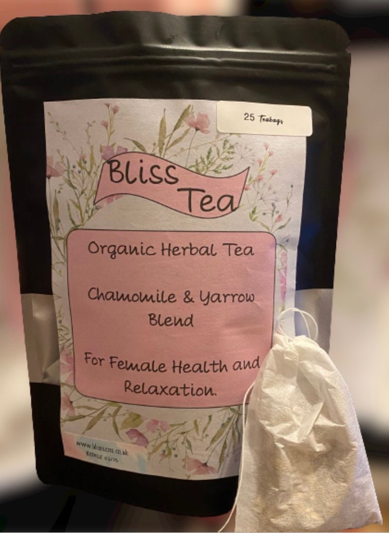 Bliss Organic Herbal Tea, Designed specially for Women. Period Pain, Endometriosis, Fibroids, Pcos, Relaxing and Calming.