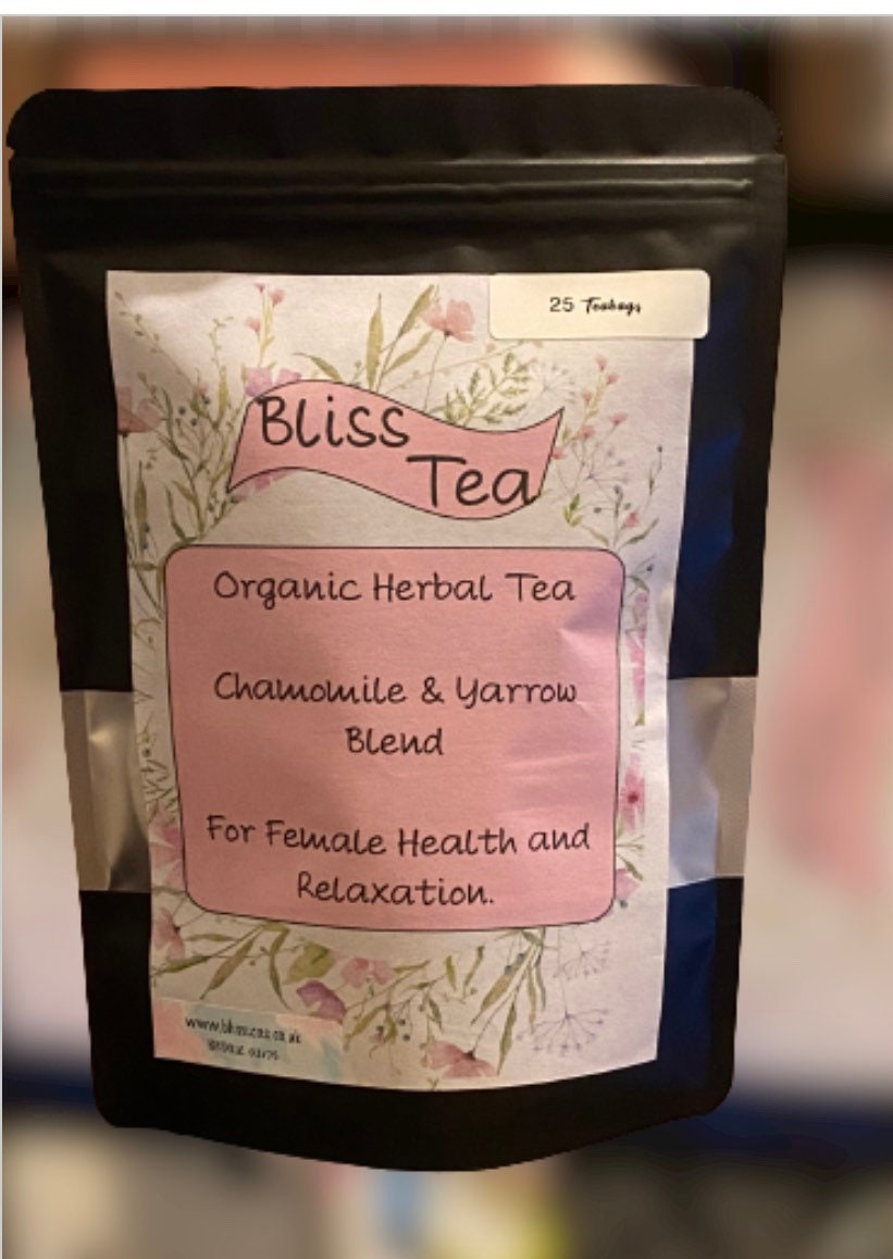 Bliss Organic Herbal Tea, Designed specially for Women. Period Pain, Endometriosis, Fibroids, Pcos, Relaxing and Calming.