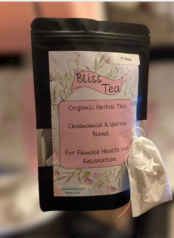 Bliss Organic Herbal Tea, Designed specially for Women. Period Pain, Endometriosis, Fibroids, Pcos, Relaxing and Calming.