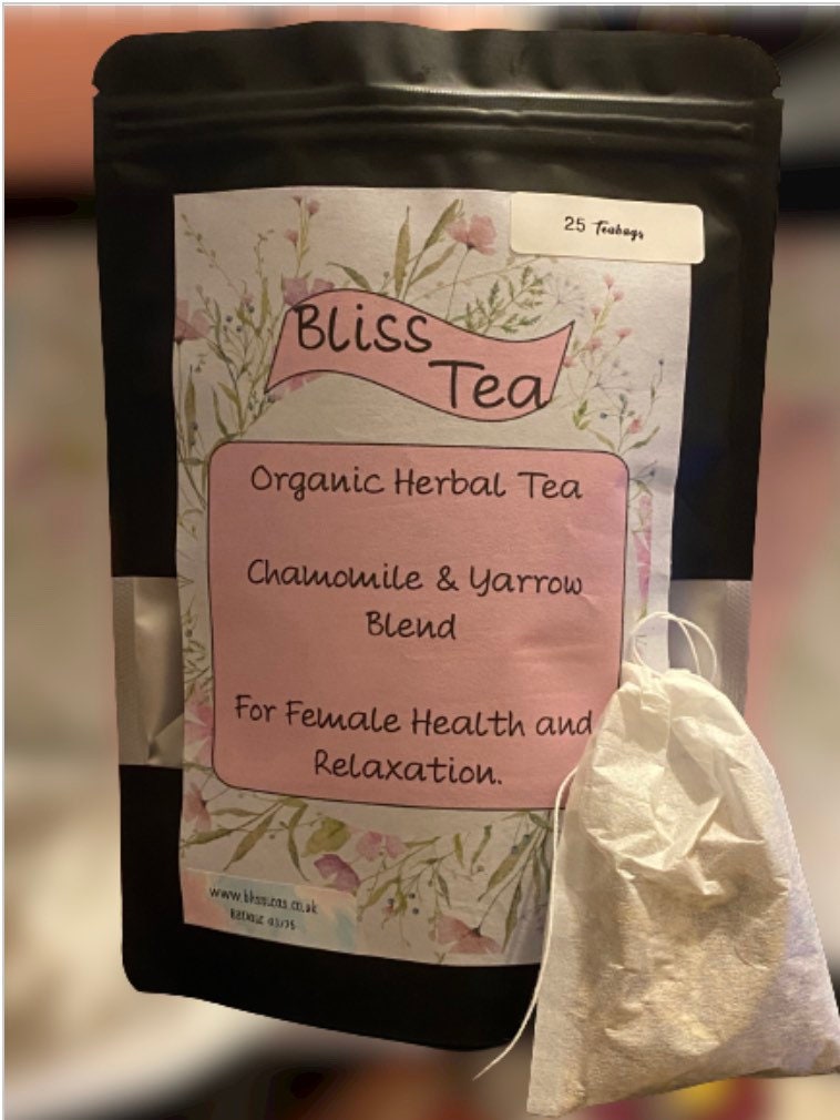 Bliss Organic Herbal Tea, Designed specially for Women. Period Pain, Endometriosis, Fibroids, Pcos, Relaxing and Calming.