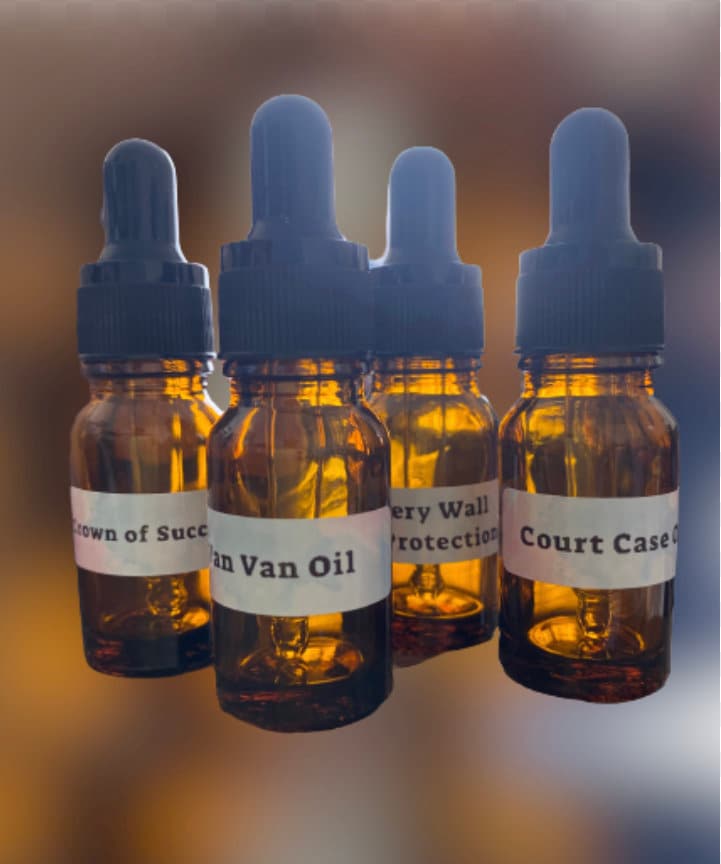 Hoodoo Magickal Oils, Court Case, Van Van, Crown of Success, Fiery Wall of Protection.