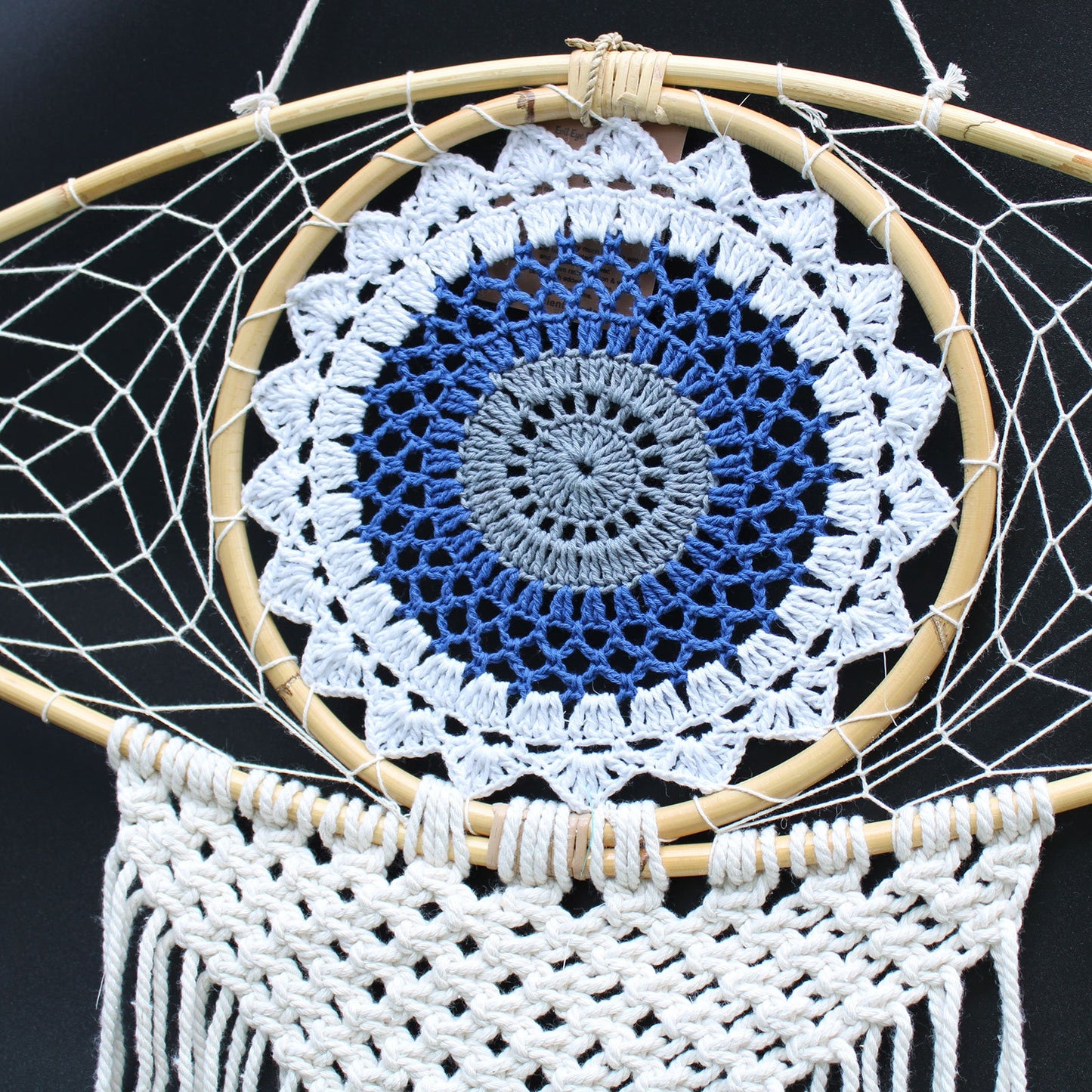 Protection Dream Catcher Home Gift - Macrame Evil Eye - Brown, Blue , Pink White & Feathers Choose Colour.